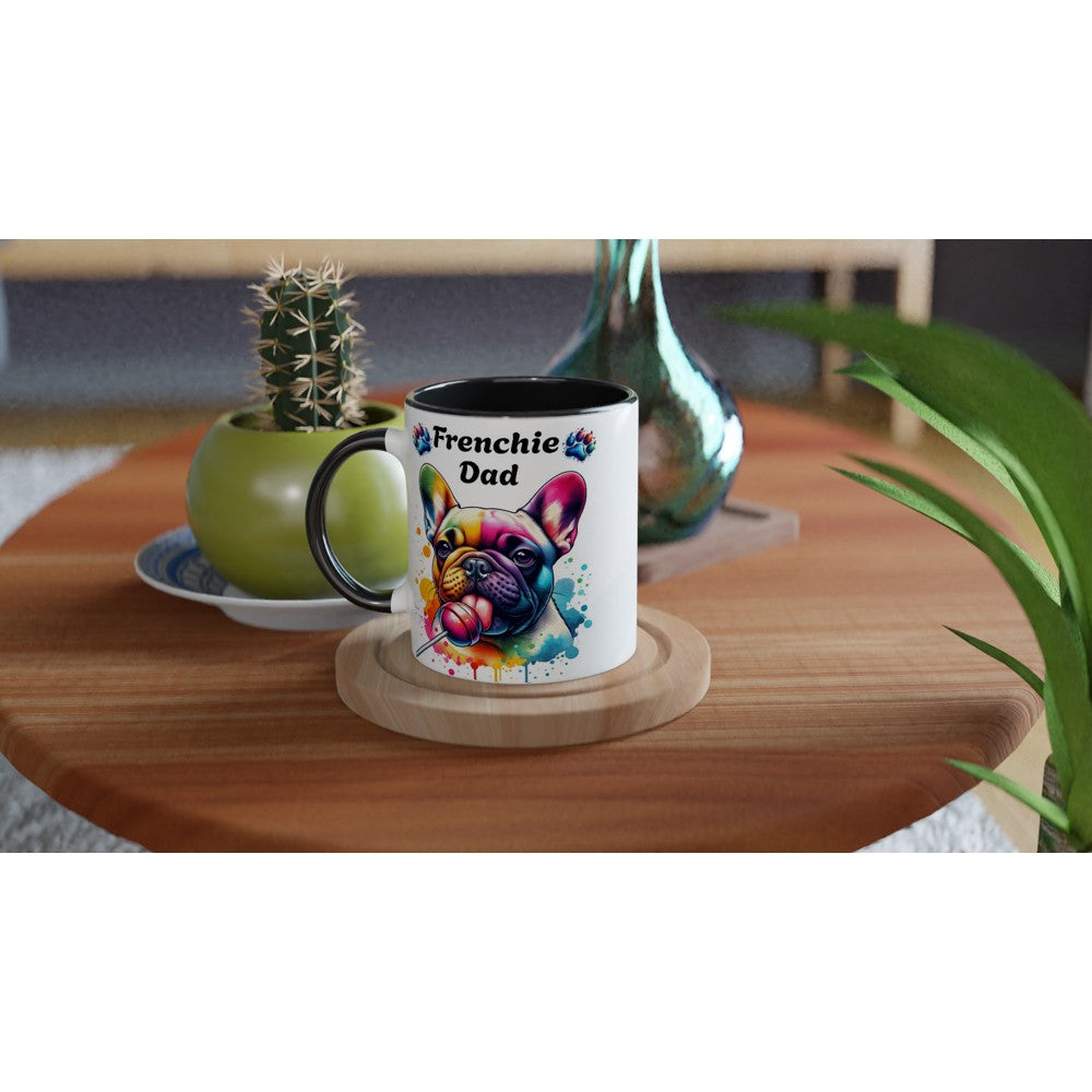 Frenchie Dad mug French Bulldog present for him White 250ml Ceramic Mug with Colour Inside - Print Material