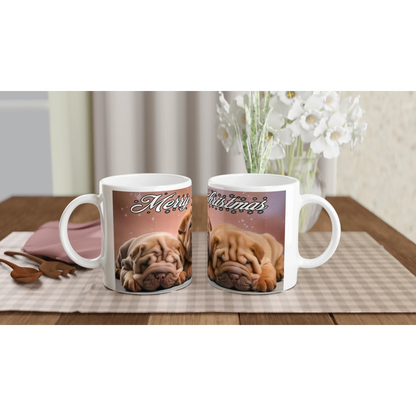 Merry Wrinkly Christmas 250ml Ceramic Mug – Funny Festive Gift for Wrinkly Dog Lovers