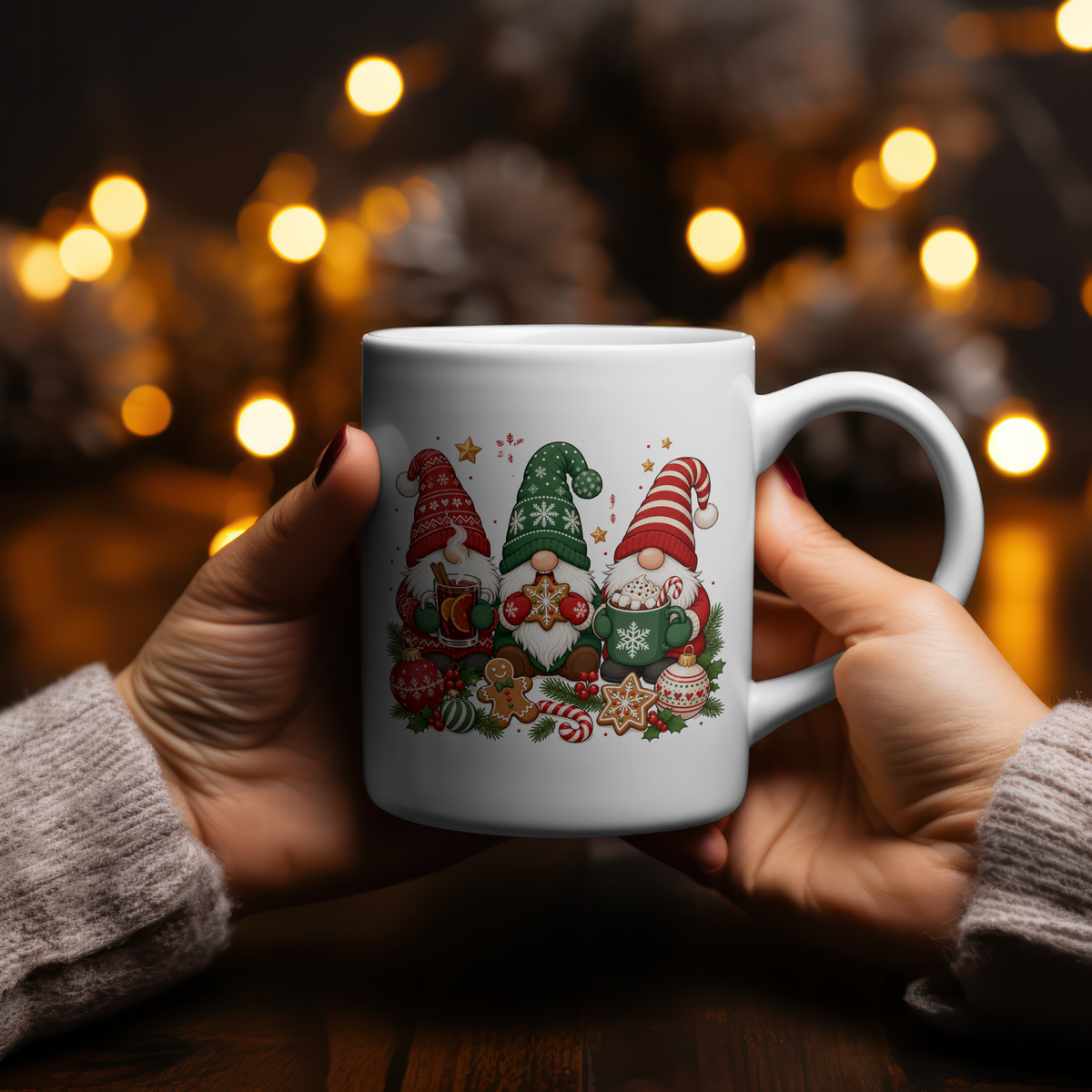Christmas Gnome Mug, Hot Chocolate Gnome Mug, Mulled Wine Gnome Coffee Cup, Christmas Coffee Mug, Holiday Gnome Gift, Festive Winter Mug