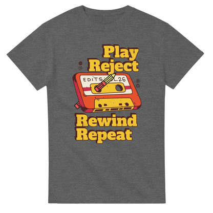 Retro Music Lovers T-Shirt - Play Reject Rewind Repeat - Vintage Audio Tee Funny cotton