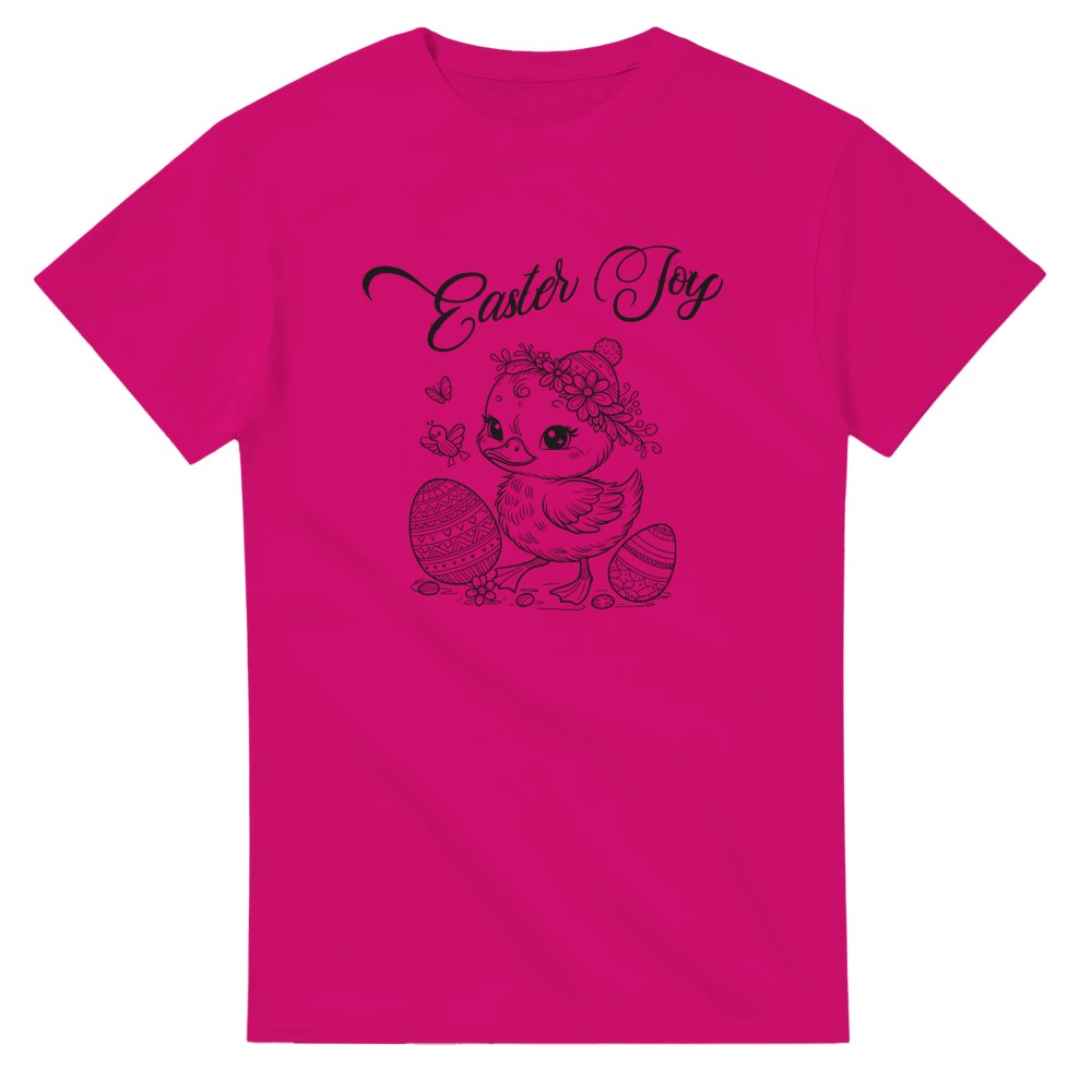 Easter Joy T-Shirt - Cute Duckling & Eggs Design - Perfect for Spring Celebrations - Heliconia / S - T-shirt