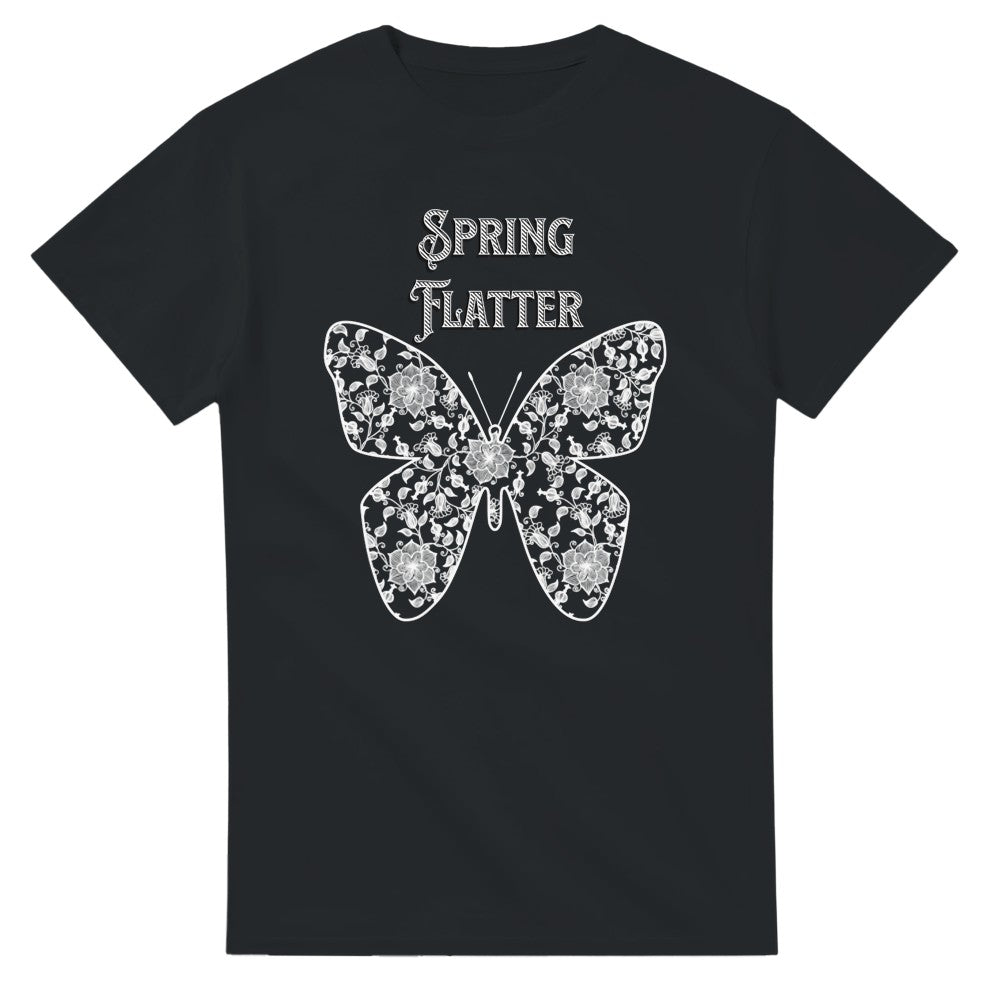 Cute Butterfly T-Shirt in lace style | Stylish 100% Cotton Tee | Casual Everyday Wear - Black / S - T-shirt