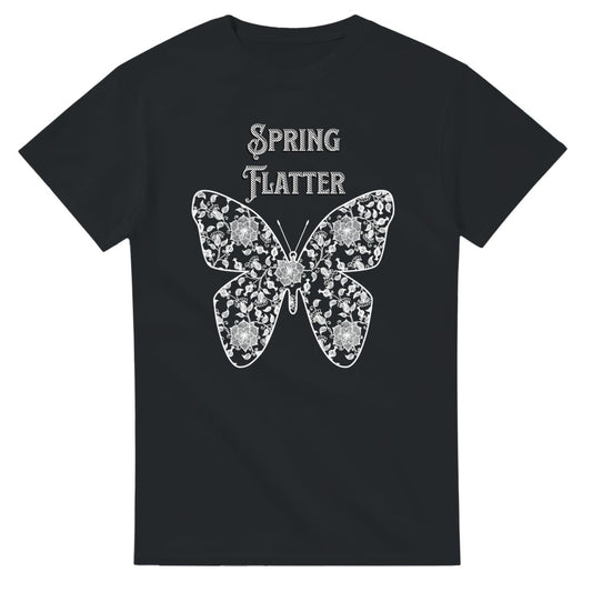 Cute Butterfly T-Shirt in lace style | Stylish 100% Cotton Tee | Casual Everyday Wear - Black / S - T-shirt