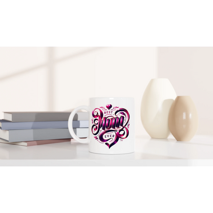 Best Mum Ever Ceramic Mug -250ml  White Mug with Coloured Accents
