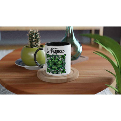 Happy St Patrick's Day Mug - Shamrock for luck - Ceramic 250ml Coffee - Tea Cup - Dishwasher & Microwave Safe Irish celebration