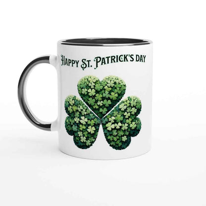 Happy St Patrick's Day Mug - Shamrock Design - Ceramic 250ml Coffee - Tea Cup - Dishwasher & Microwave Safe