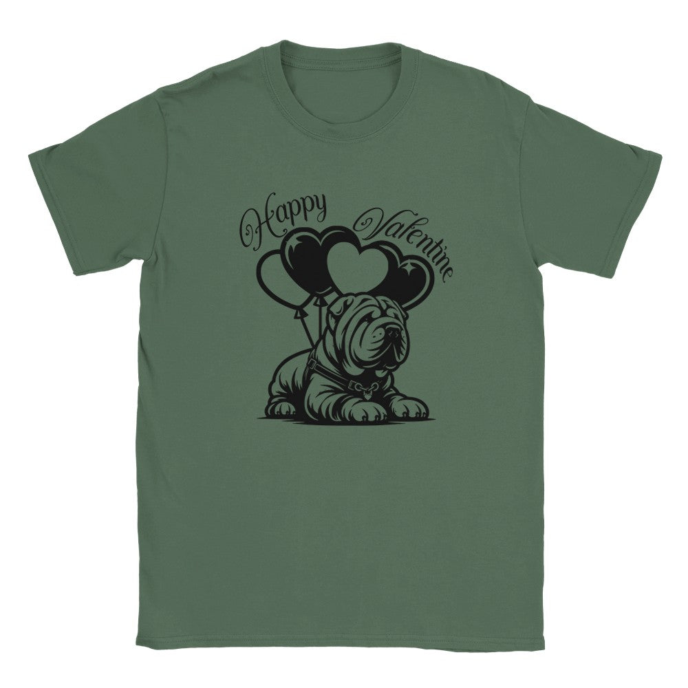 Romantic Shar Pei T-Shirt - Cute Valentine’s Gift - Soft Feel Tee - Military Green / S - T-shirt