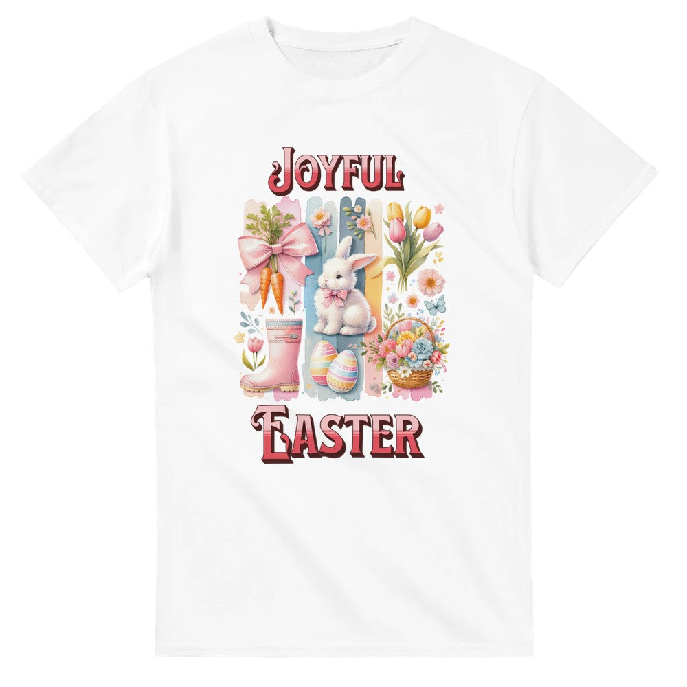Joyful Easter T-Shirt | Cute Bunny & Egg Design | Perfect for Spring - White / S - T-shirt