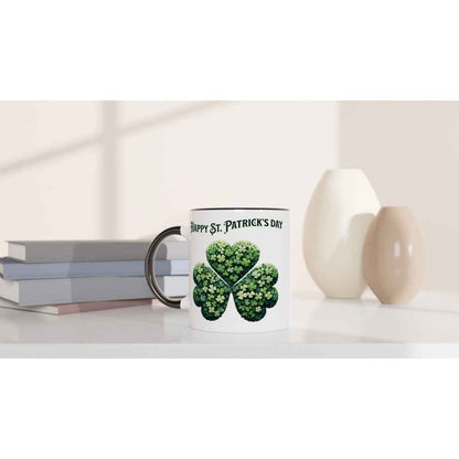 Happy St Patrick's Day Mug - Shamrock Design - Ceramic 250ml Coffee - Tea Cup - Dishwasher & Microwave Safe
