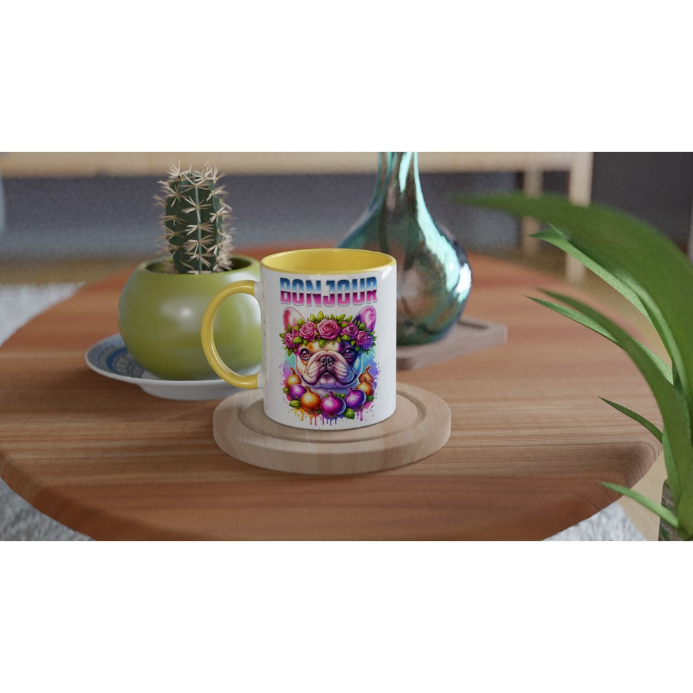 French Bulldog Floral 250ml colourful ceramic mug - Print Material