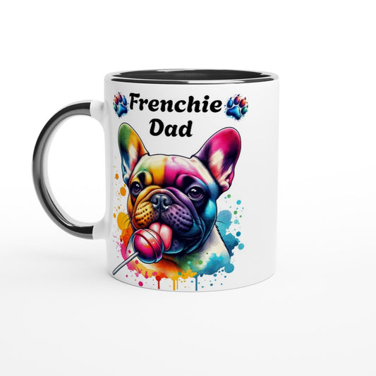 Frenchie Dad mug French Bulldog present for him White 250ml Ceramic Mug with Colour Inside - Ceramic Black - Print