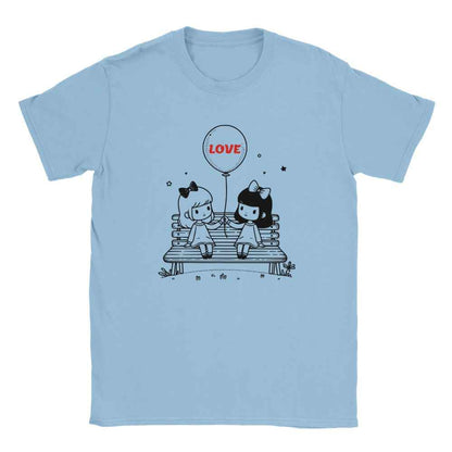 Heartfelt Friendship T-Shirt - Girls on Bench Balloon - Perfect Valentine Gift