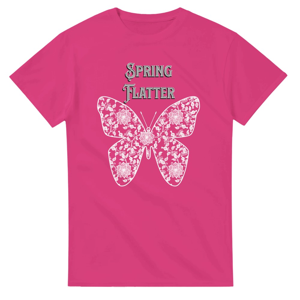 Cute Butterfly T-Shirt in lace style | Stylish 100% Cotton Tee | Casual Everyday Wear - Heliconia / S - T-shirt
