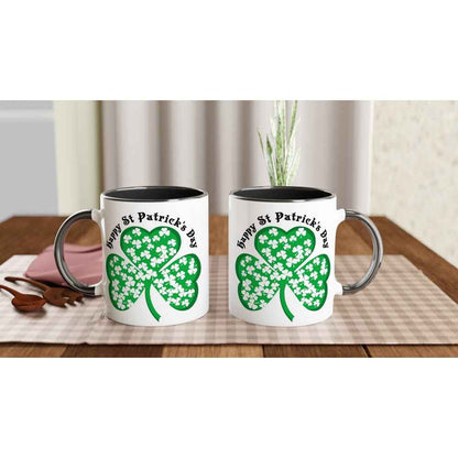 Happy St Patrick's Day Mug - Shamrock Design - Ceramic 250ml Coffee - Tea Cup - Dishwasher & Microwave Safe Irish celebration