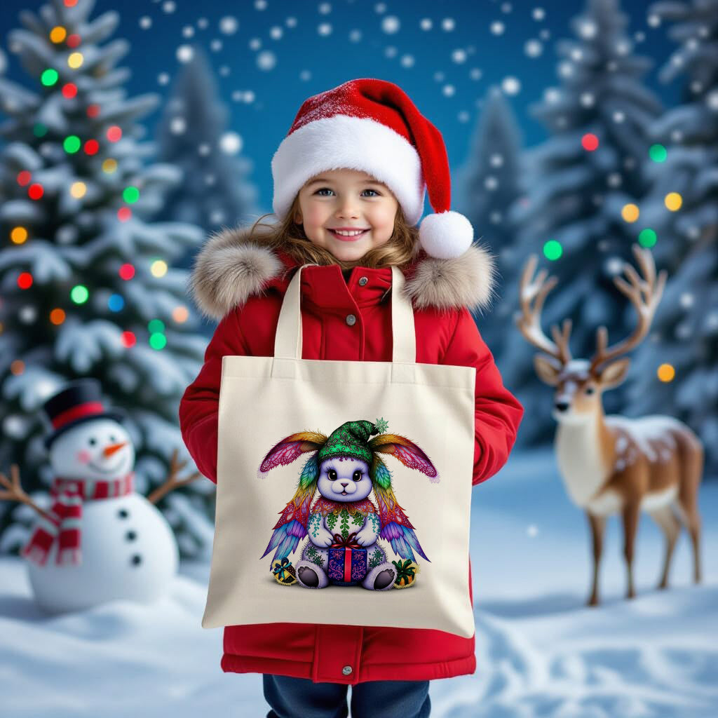 Fluffy Gothic Christmas Bunny Collection – T-Shirt Tile & Tote Bag - Tote bag / Bunny 2 - T-shirt