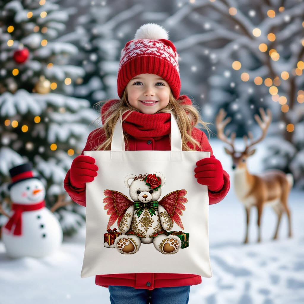 Fluffy Gothic Christmas Teddy Bear Collection – T-Shirt Tile & Tote Bag - Tote bag / Teddy 4 - T-shirt
