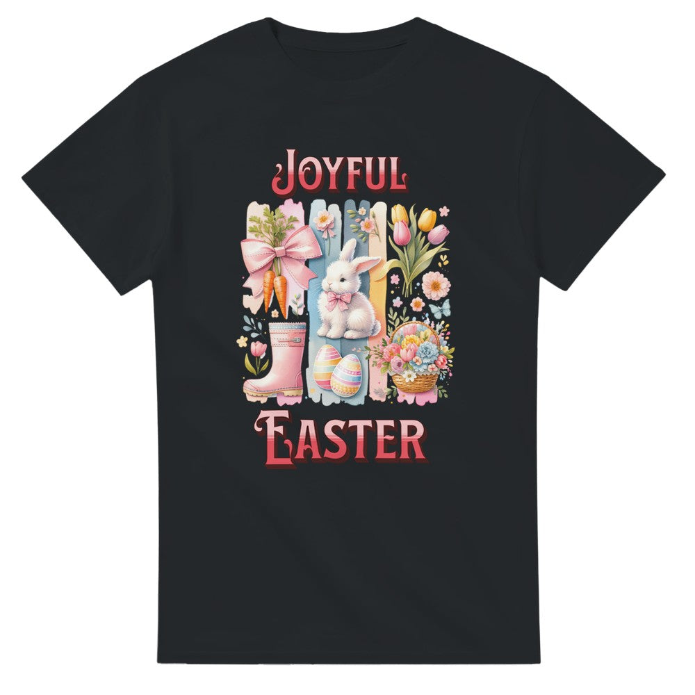 Joyful Easter T-Shirt | Cute Bunny & Egg Design | Perfect for Spring - Black / S - T-shirt
