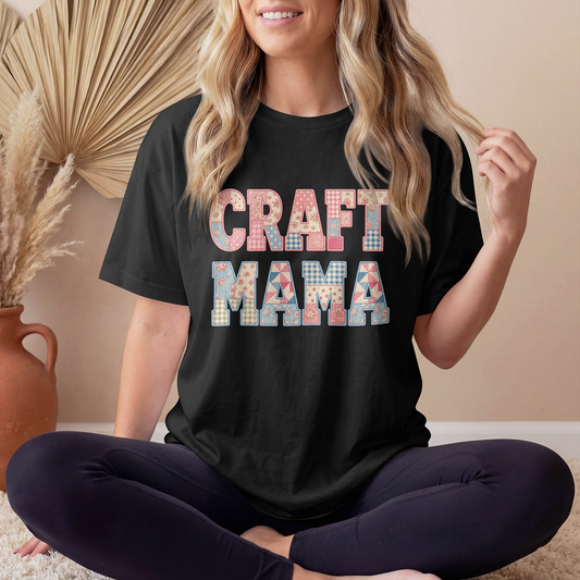 Craft Mama Shirt, Faux Patchwork Graphic Tee, Quilting Lover Gift, Sewing Mom Shirt, Crafter Gift, Cottagecore Top