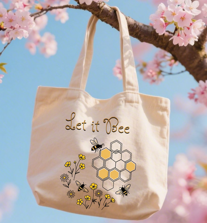 Let it Bee Cotton Tote Bag – Eco-Friendly Bee Lover Gift | Reusable Market Bag - J & I Vision