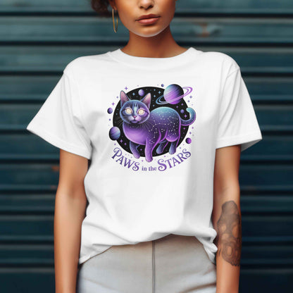 Paws in the Stars Unisex Cat T-Shirt – Cosmic Cat Design | Perfect Gift for Cat Lovers