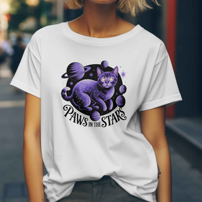 Paws in the Stars Unisex Cat T-Shirt – Cosmic Cat Design | Perfect Gift for Cat Lovers