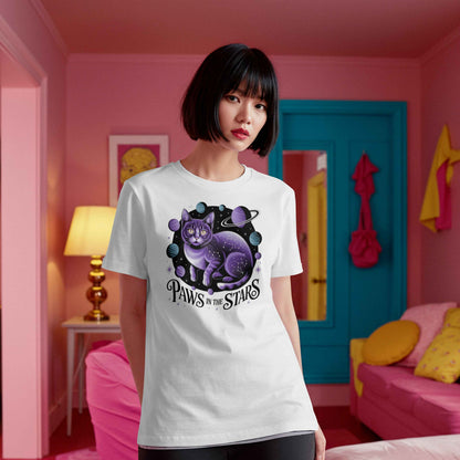 Paws in the Stars Unisex Cat T-Shirt – Cosmic Cat Design | Perfect Gift for Cat Lovers