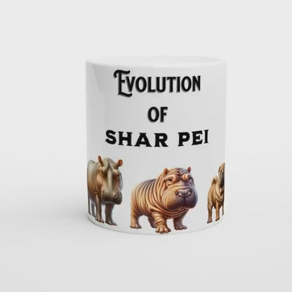 Funny Shar Pei Mug - Hippo to Shar Pei Evolution 250ml Ceramic Mug for Dog Lovers