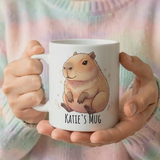 Personalised Capybara Mug – Custom Name Cute Animal Gift | 250ml Ceramic Mug