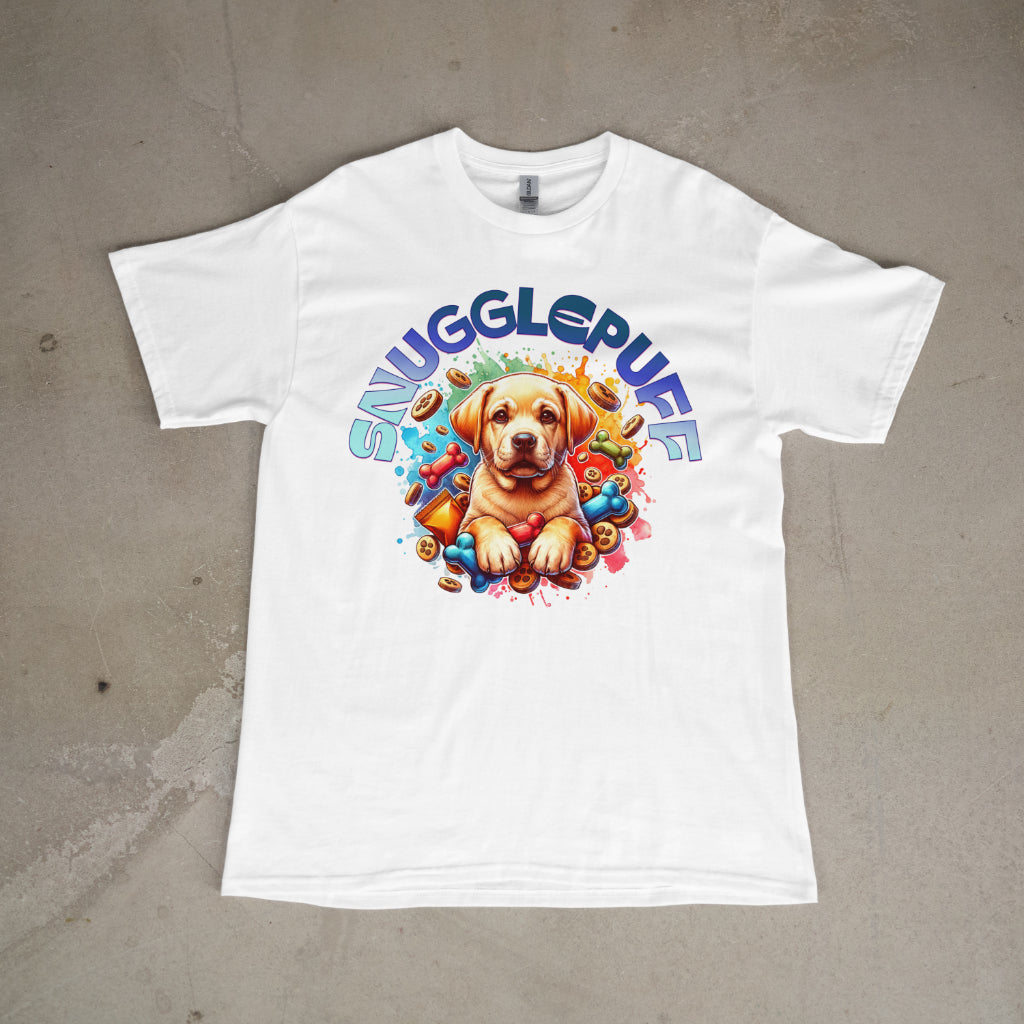 Cute Golden Retriever puppy Snugglepuff colourful T-shirt. - T-shirt